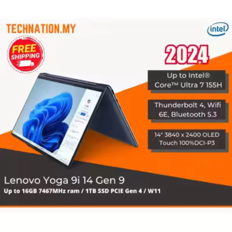 2024 联想 Yoga 9i 二合一 14 Gen 9（Ultra 7 155H，3.8K OLED 触控二合一，仅 1.35KG）
