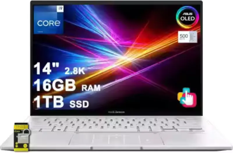 ASUS Zenbook 14 OLED Business Laptop 14&quot; 2.8K 2880x1800 Lumina OLED Touch (500nits, 100% DCI-P3) Intel 14-core i9-13900H 16GB RAM 1TB SSD Fingerprint Backlit Thunderbolt Harman/kardon Win11