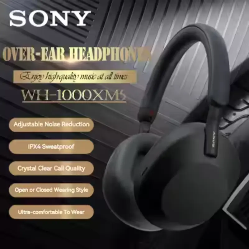 Sony WH-1000XM5 หูฟังบลูทูธไร้สายหูฟังตัดเสียงรบกวนไมโครโฟนในตัว 360°เสียงรอบทิศทางชุดหูฟังไร้สาย Sony