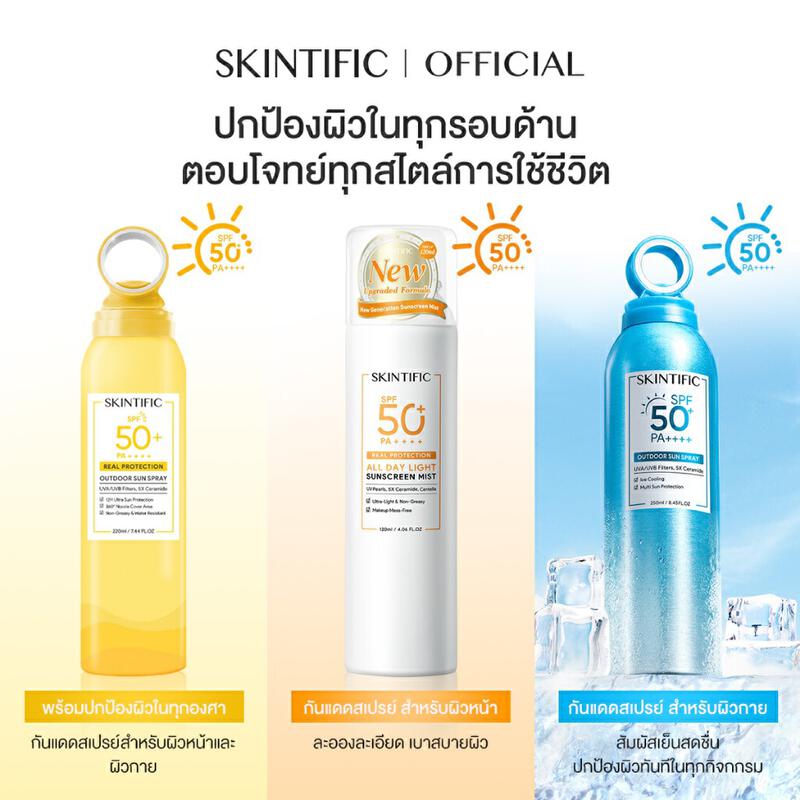 Product image SKINTIFIC All Day Light Sunscreen Mist SPF 50+ PA++++ กันแดดหน้า ครีมกันแดด ออลเดย์ไลท์ สเปรย์ กันแดด ครีมกันแดดทาหน้า 3