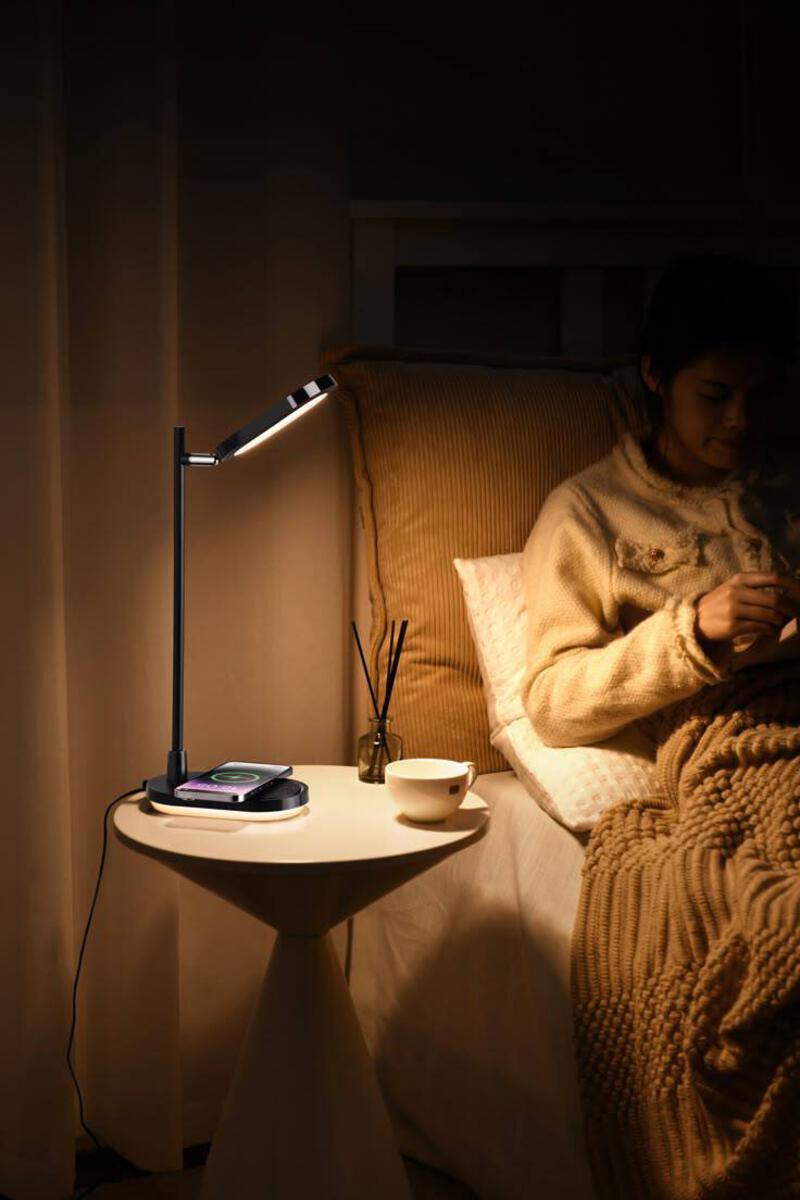 This lamp offers a sleek and modern design, featuring adjustable brightness levels, and a convenient wireless charging pad for your devices. Plus, the built-in night light provides a soft and soothing glow for a peaceful night
