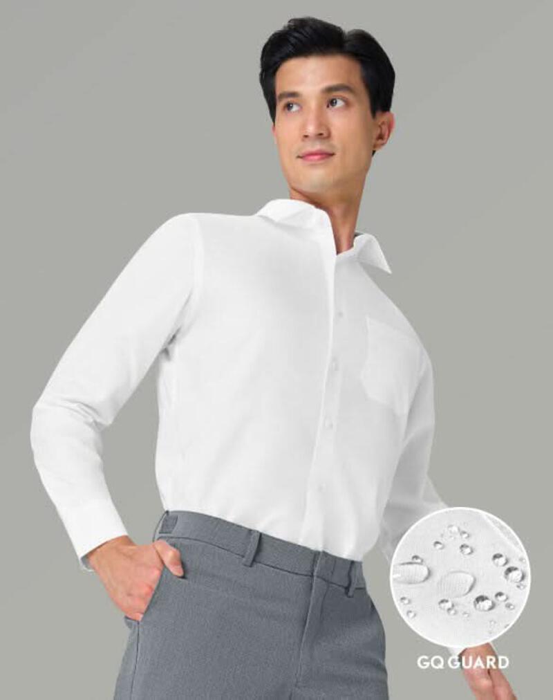 เสื้อเชิ้ตสีขาว GQWhite™ รีดง่าย ยับยาก ใส่สบาย กันน้ำ ปกคอไม่เหลือง