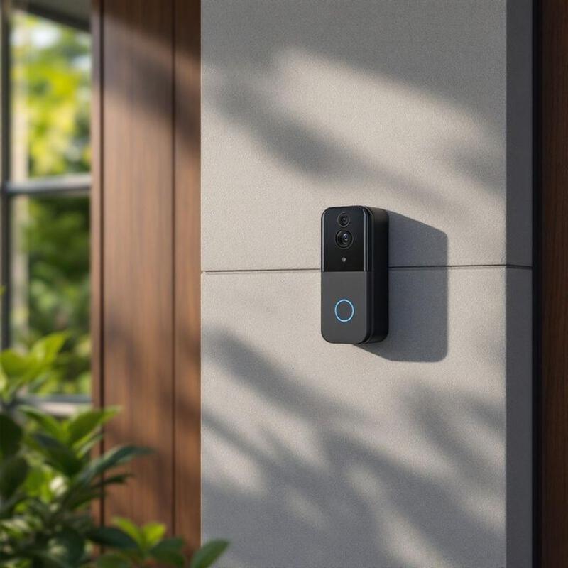 This may contain: an electronic device mounted to the side of a wall next to a potted plant