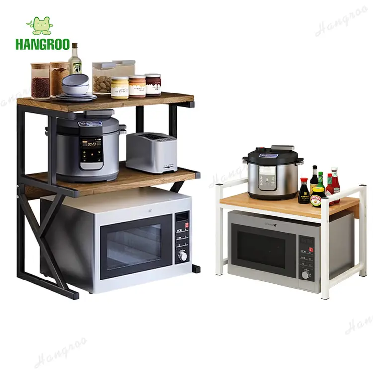 YIK204 ชั้นวางของ วางไมโครเวฟ ปรับความยาวได้ ชั้นครัว 2ชั้น ชั้นวางอเนกประสงค์, A1