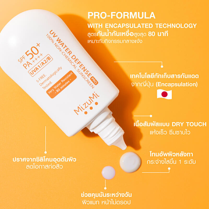 MizuMi UV Water Defense Pro SPF50+ PA++++ 40g รุ่นกันน้ำ กันเหงื่อ คุมมัน  ออกแดดได้ทันที เพื่อผิวแพ้ง่าย