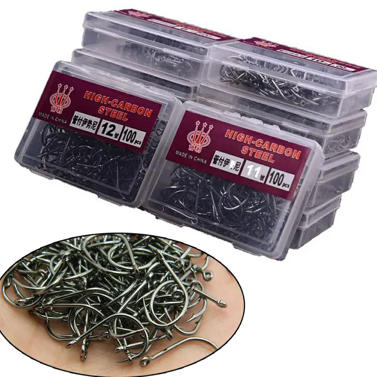 เหยื่อตกปลาเหล็กคาร์บอน 100 ชิ้น / ชุด, 14#-60PCS