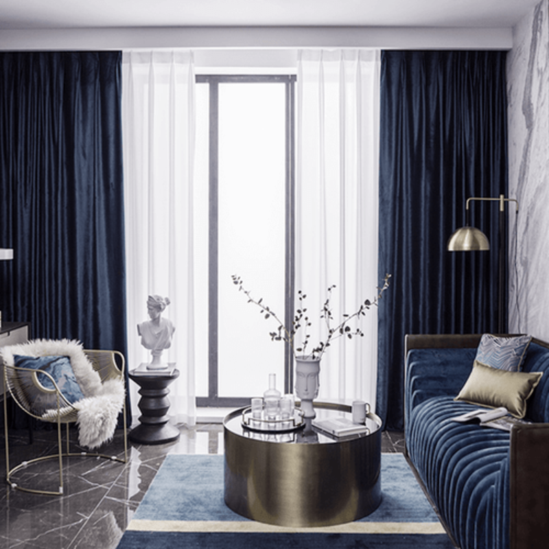 Velvet Lux Custom Made Curtains 100% Blockout Navy Blue