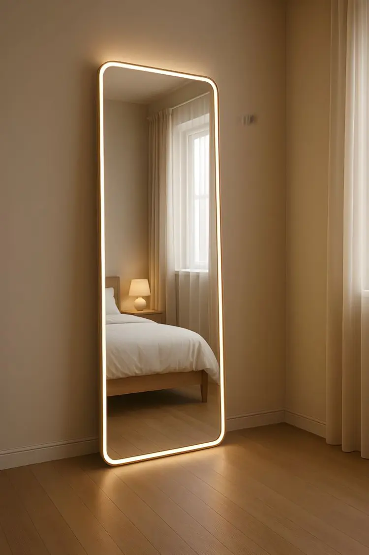 กระจกตั้งพื้นแบบมินิมอล แต่งห้องให้มีสไตล์ในแบบเรียบง่ายแต่ดูแพง