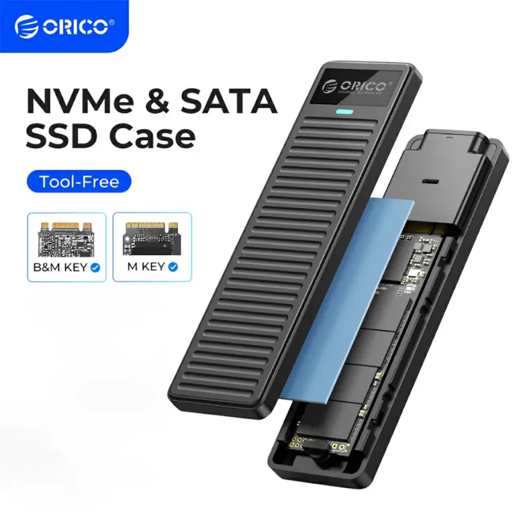 ORICO: M.2 NVMe SSD Enclosure 10Gbps USB 3.2 Gen2 NVMe SATA เครื่องมือฟรีรองรับ UASP (PDDM2C3), A1