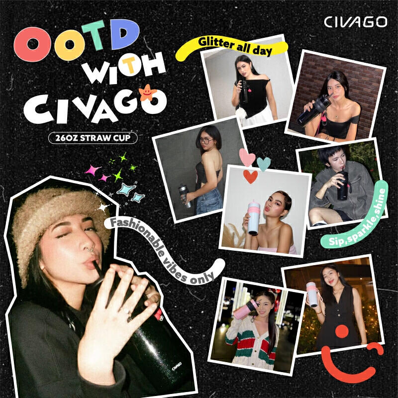 Product image CIVAGO（26oz） แก้วกาแฟสแตนเลสซับเซรามิกพร้อมฝาปิดขวดสูญญากาศสามารถเก็บความร้อนและความเย็น 2