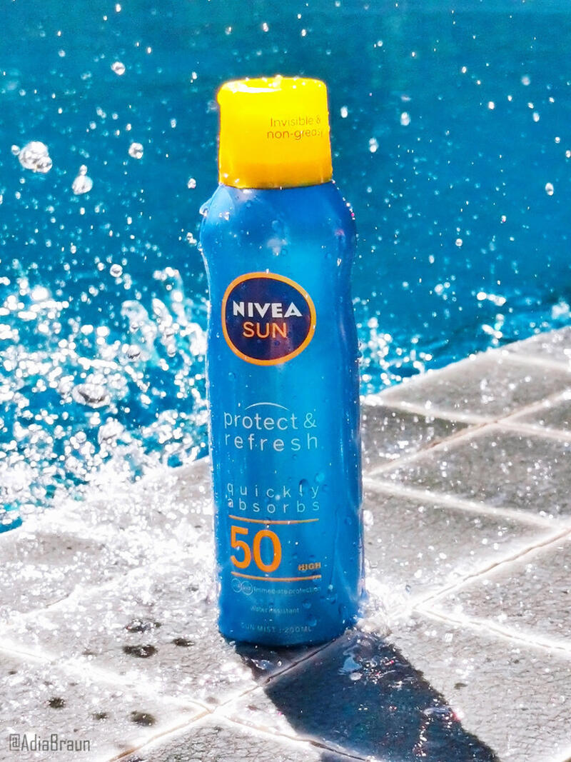 รีวิวสเปรย์กันแดด NIVEA SUN Protect &amp; Refresh Cooling Mist ซึมไว  เย็นสบายผิว – Adia Braun Make-Up &amp; Photography Lover