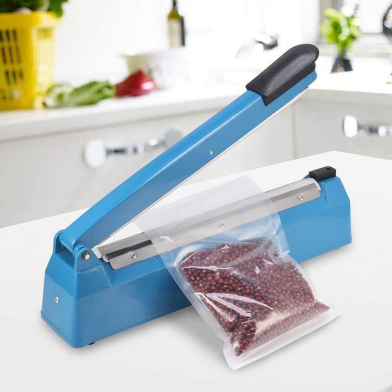 This may contain: a plastic bag with some food in it on top of a counter next to a blue stapler