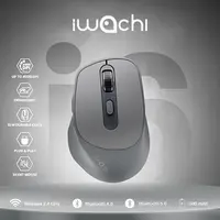 เมาส์ไร้สาย  Ergonomic Mouse IWACHI i6 สีเทา ใช้งานได้หลายอุปกรณ์ เสียงคลิกเงียบ ไร้เสียงรบกวน