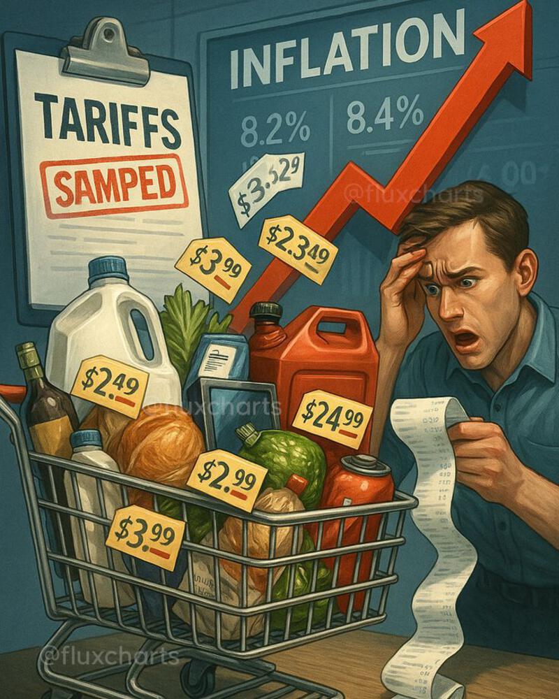 This may contain: a man sitting in front of a shopping cart filled with food