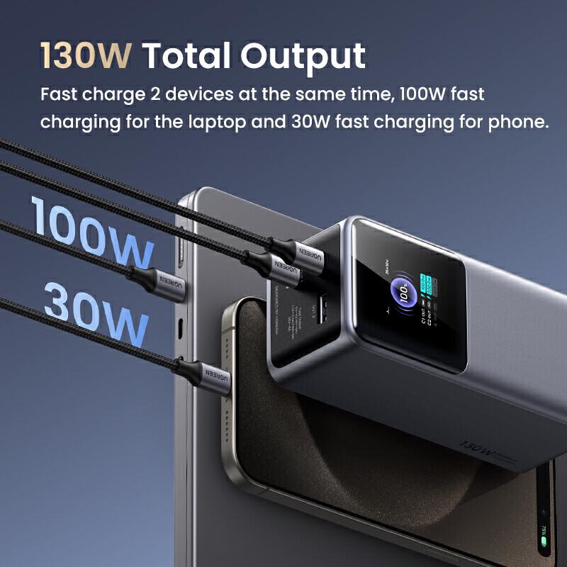 Product image UGREEN 130W Max 20000mAh 200W Max 250000MAh แล็ปท็อป Power Bank Super Fast Charging PD3.1 สําหรับ Macbook Air/Pro iPhone 17 PRO MAX 16 PRO MAX 2