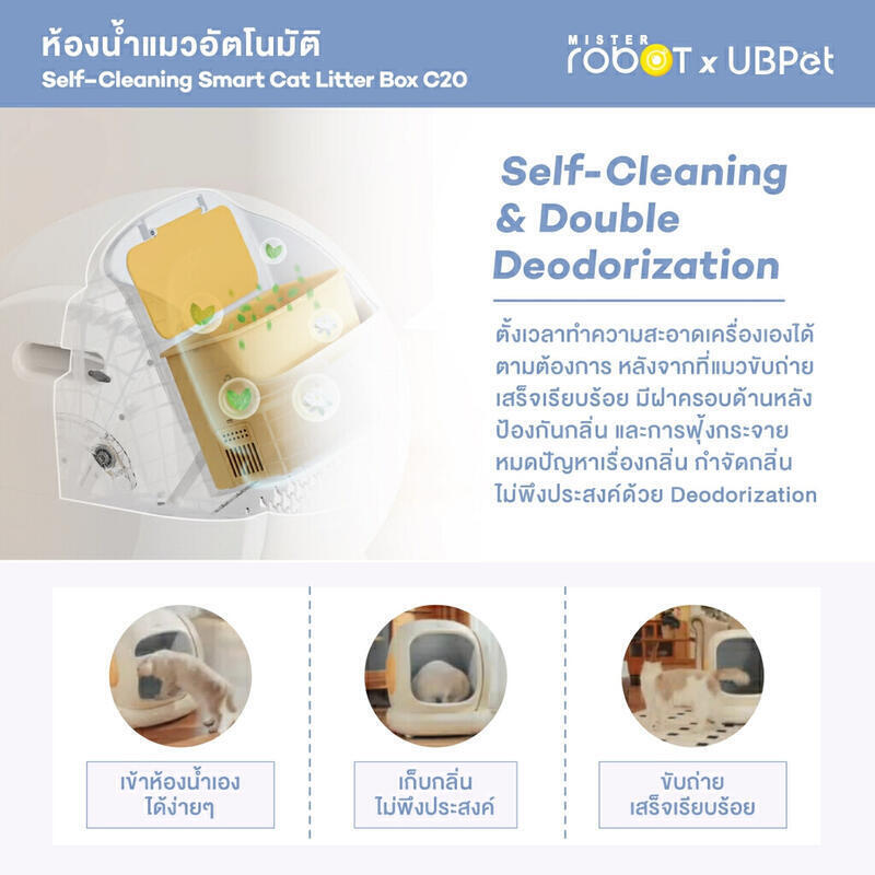 Product image Mister Robot x UBPet ห้องน้ำแมว ห้องน้ำแมวอัตโนมัติ รุ่น C20 รับของแถมฟรี! มีโปรจับคู่สุดคุ้ม! 4