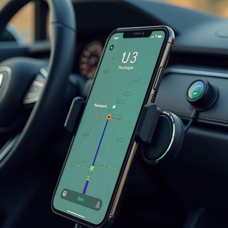 This may contain: an image of a cell phone in the car