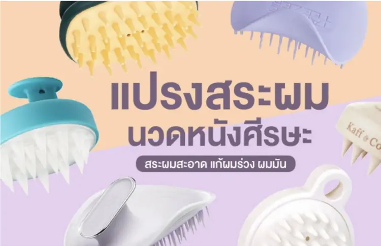 6 แปรงสระผม นวดหนังศีรษะ สระผมสะอาด แก้ผมร่วง ผมมัน หนังศีรษะสุขภาพดี