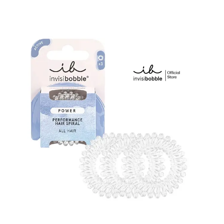 Invisibobble: Power, invisibobble ยางรัดผม ผมหนา ผมไม่เป็นรอย รุ่น Power สี Crystal Clear (1 กล่องบรรจุ 3 ชิ้น)