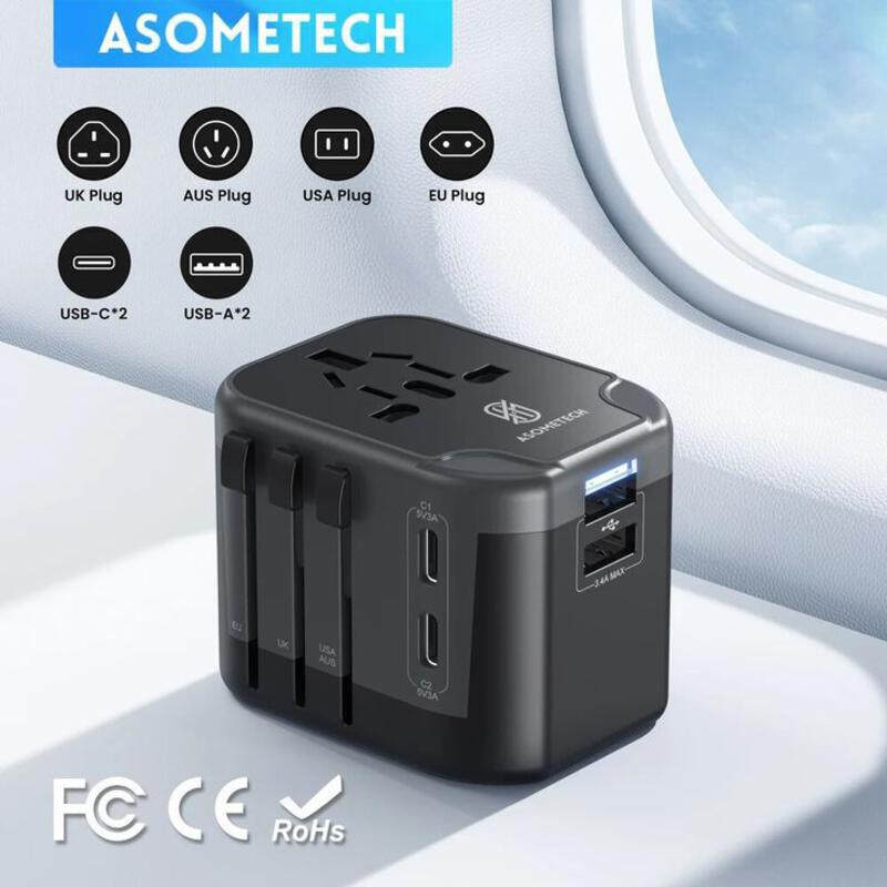 This may contain: this is an advertisement for the new smart travel adapter