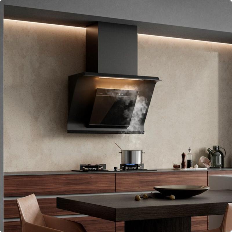 This may contain: a kitchen with an oven, table and chairs in front of the counter top area