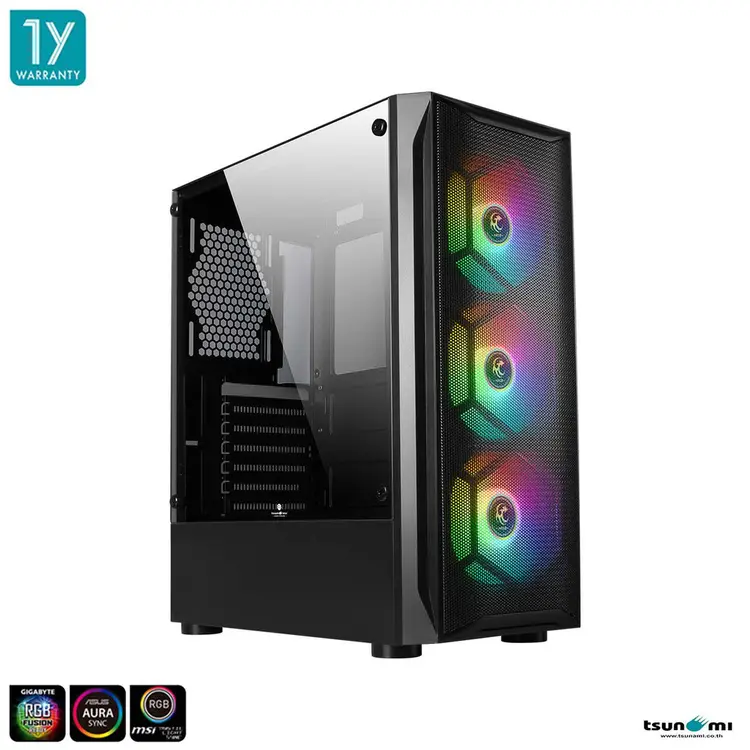 Tsunami: Coolman 190-4 ARGB Tempered Glass ATX Gaming Case, A1