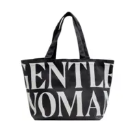 Gentlewoman Canvas Tote Bag : White/ Black แฟชั่น กระเป๋า กระเป๋าเกี๊ยว กระเป๋าถือ กระเป๋าผ้า