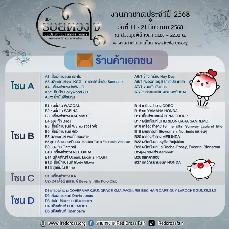 งานกาชาดสวนลุม 2568 เริ่มวันนี้ เช็กแผนผังงาน จุดขึ้นรถฟรี วิธีเดินทาง