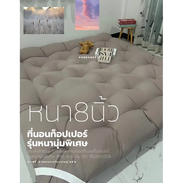 ที่นอนท็อปเปอร์ หนา8นิ้วใยขนห่านเทียม4ชั้นหนานุ่ม, A1