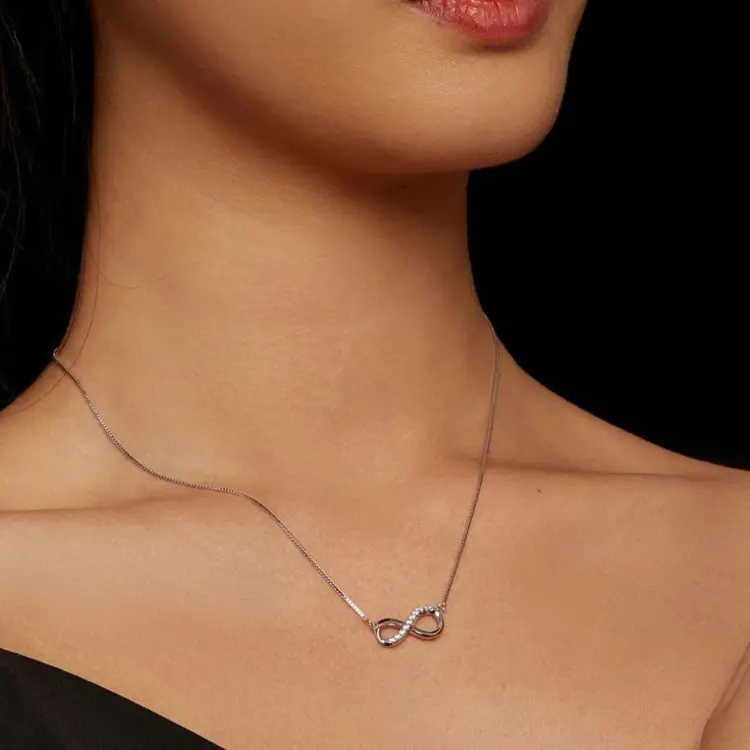 Pandora Sparkling Infinity Collier Necklace สร้อยคอสุดหรู ดีไซน์อินฟินิตี้ เครื่องประดับแท้ สร้อยแพนดอร่า สไตล์เหนือกาลเวลา