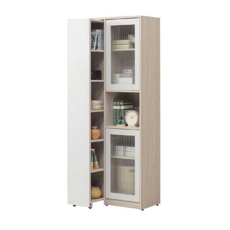 This may contain: a tall cabinet with two doors and shelves