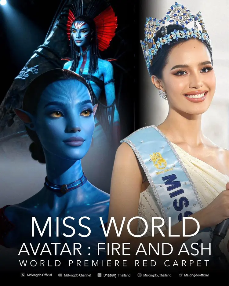 โอปอ สุชาตา ช่วงศรี Miss World 2025 ร่วมเฉิดฉายบนพรมแดงงาน “Avatar: Fire and Wind” World Premiere สายตาทั่วโลกจับจ้องความสง่างามจากประเทศไทย