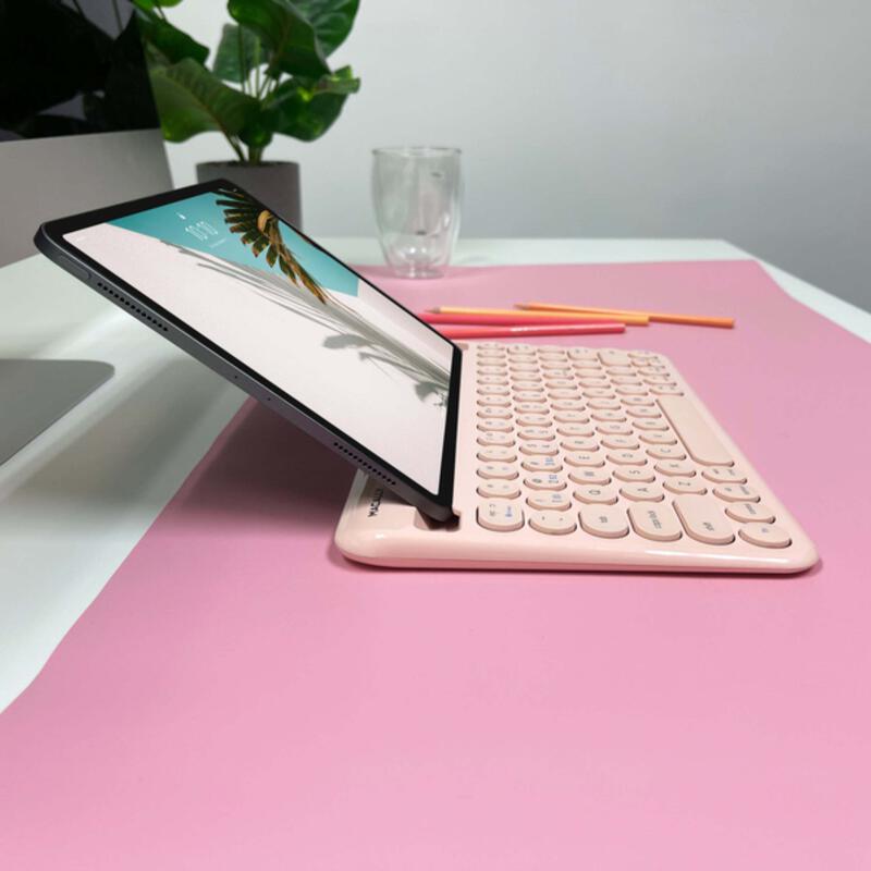 Mac Portable Keyboard with iPhone or iPad Holder – Bluetooth, Rechargeable, Multi-Device | Macally