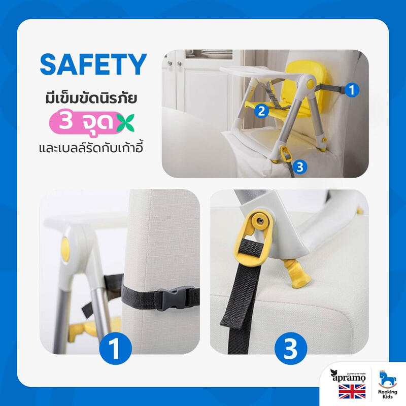 Product image เก้าอี้ทานข้าว เก้าอี้กินข้าวเด็ก เก้าอี้เด็กพกพา Apramo รุ่น Flippa น้ำหนักเบา พับเก็บได้ เด็ก 6 เดือนขึ้นไป [พร้อมส่ง] 4