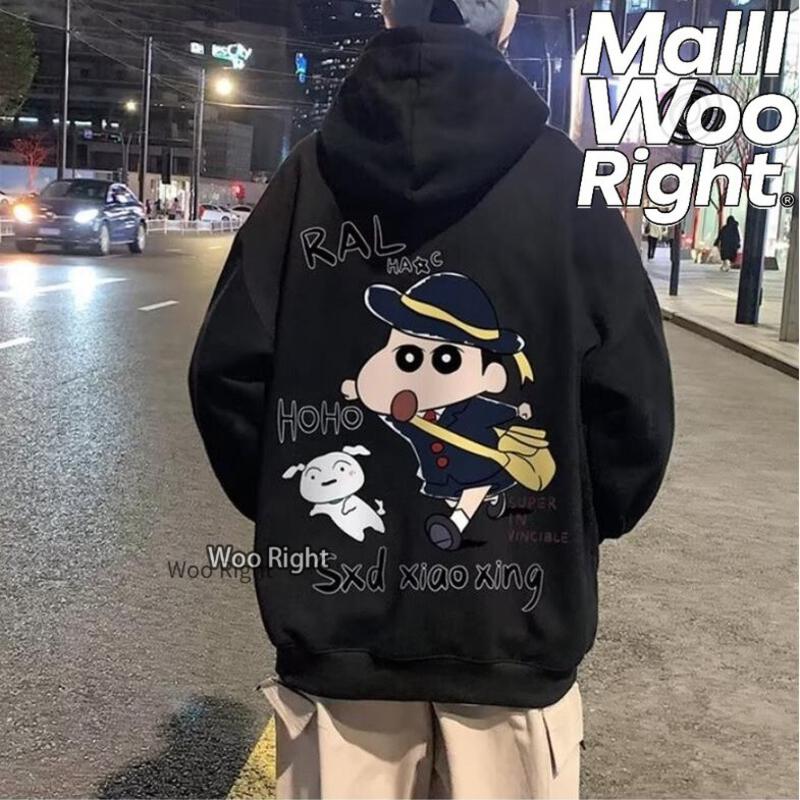 Product image จัดส่งตลอด 24 ชั่วโมง WR Oversized เสื้อกันหนาวแขนยาว มีฮู้ด ผ้ากํามะหยี่ พิมพ์ลายการ์ตูนชินจัง แฟชั่นฤดูใบไม้ร่วง 1